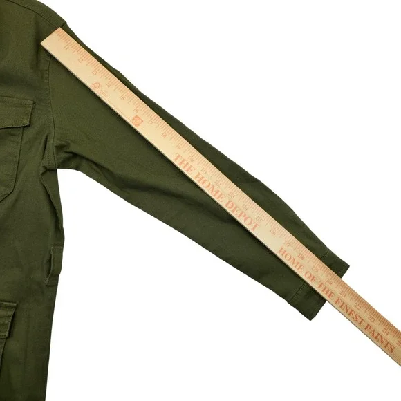 1 Sunset Lane Olive Green Utility Jacket Women's Small Button Front Cotton NWT - Picture 9 of 9
